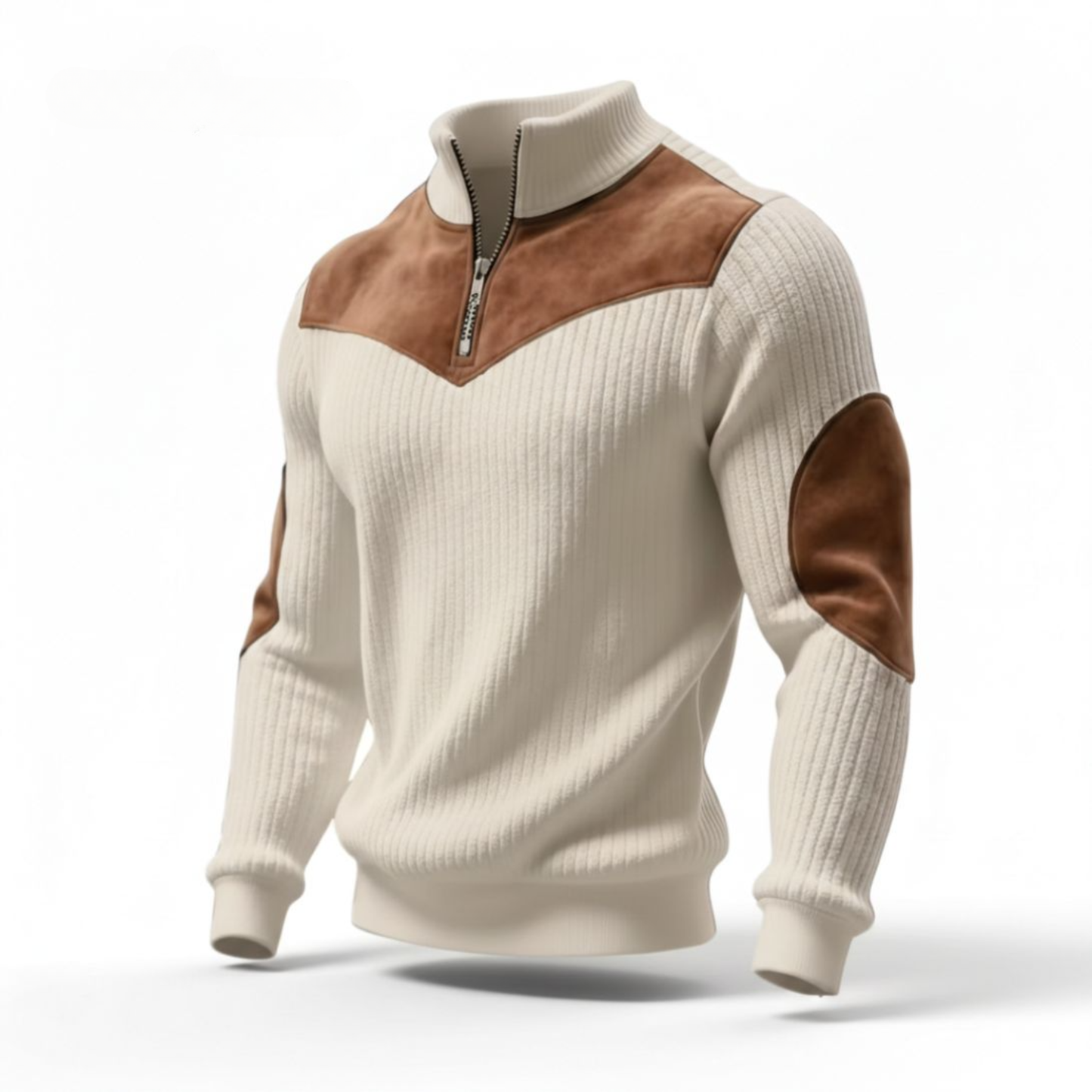Rippstrick-Half-Zip-Pullover